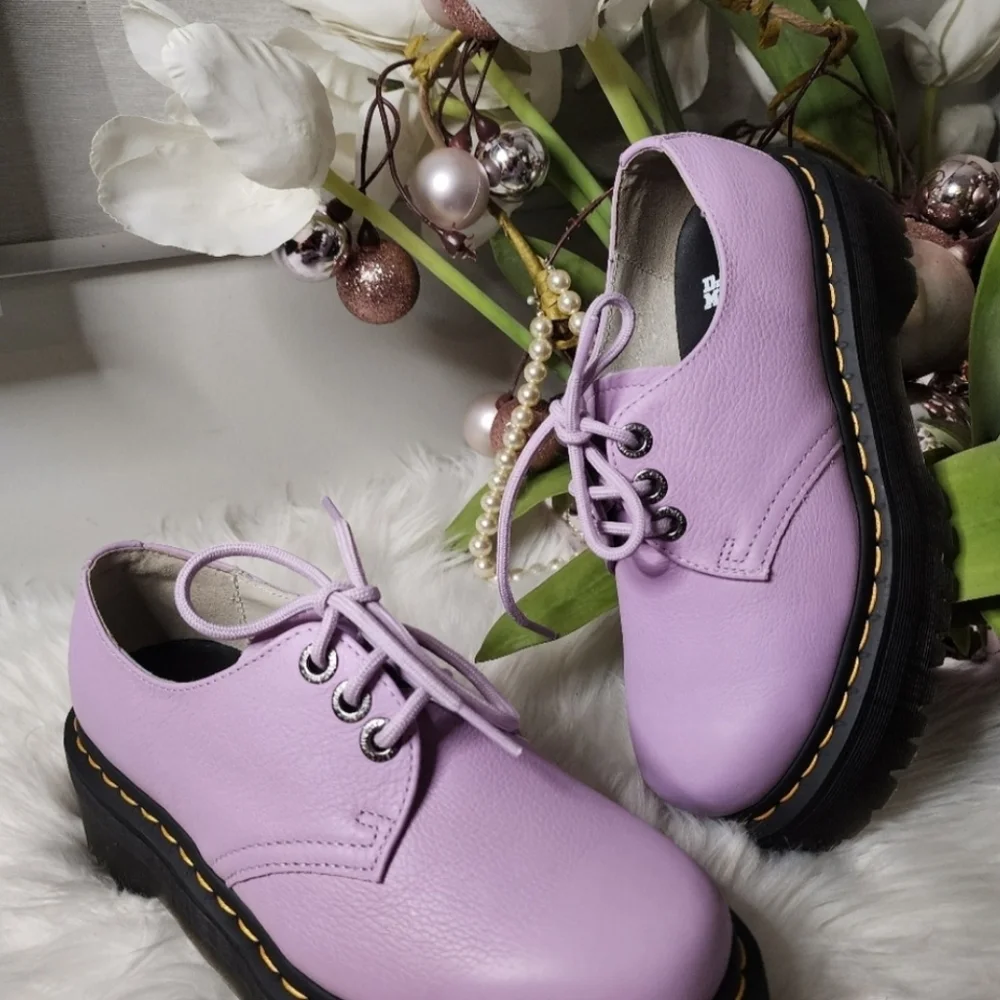 Dr.Martens 1461 QUAD II LILAC PISA LEATHER PLATFORM Women SHOESSize5